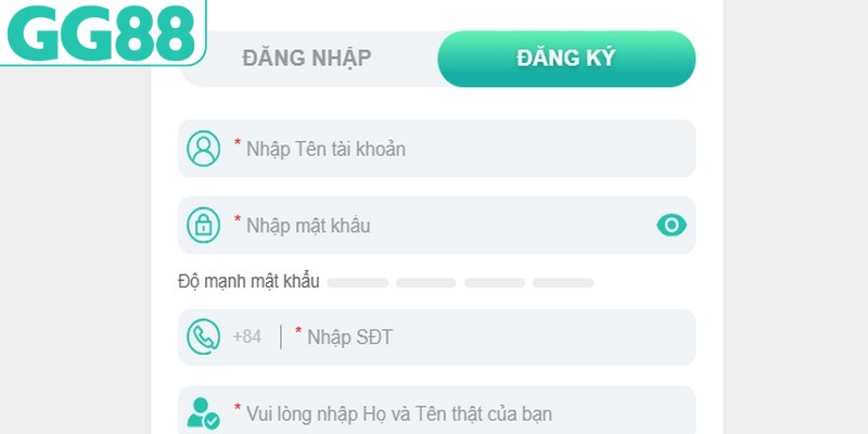 Đăng ký GG88 thông qua các bước đơn giản thuận tiện