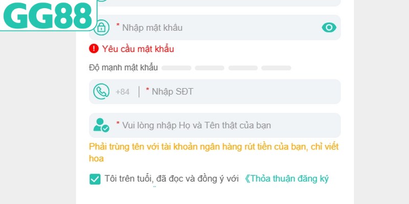 Đăng ký GG88 cần chú ý những điểm quan trọng