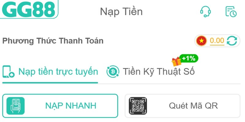 Gửi tiền GG88 với nhiều phương thức đa dạng tiện lợi